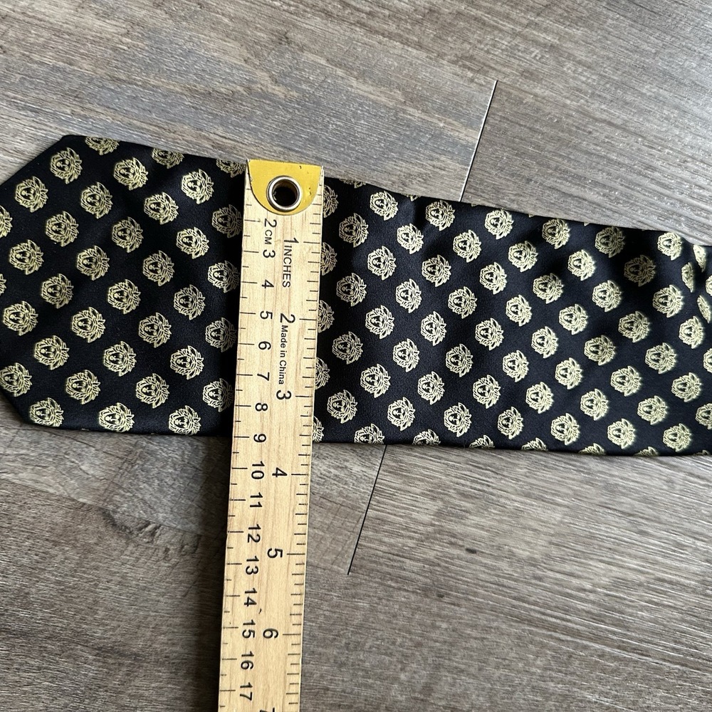 Gianni Versace Coal Black Gold Face VINTAGE Silk Tie Made in Italy EXC+++ - Picture 11 of 12